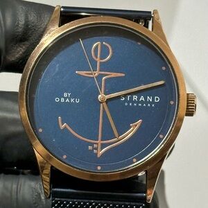 Strand By Obaku Nepture S720GXVLML-DN Rose Gold SS 43mm Men’s Dress Watch